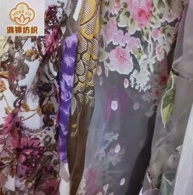 China New Fashion 100% Organic Polyester Organza Burnt A Grade Stock Fabric for sale