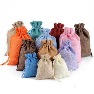 China Wholesaler Folding Custom Logo Printed Small Pouch Burlap Eco-Friendly Drawstring Gift Jute Burlap Bag for sale