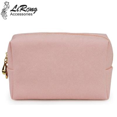 China Fashion NEW Lirong 2021 Fashion Plain PU Leather Rectangle Zipper Toiletry Travel Handheld Makeup Cosmetic Bag for sale