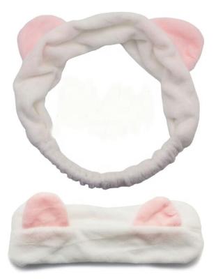 China 5 Color Eco-friendly Makeup Cosmetic Spa Bunny Ear Scrunchies Velvet Hairband for sale