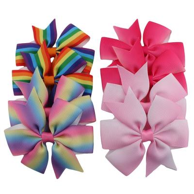 China Eco-Friendly 40pcs Per Gift Box 6 Inch Multicolor Ribbon Hair Bow With Clips For Girls for sale