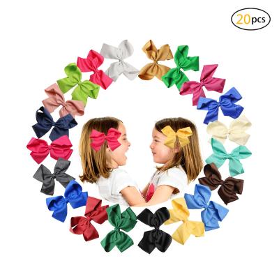 China Lirong Girl Hair Decoration 20 PCS 6inch Hair Bows For Girls Grosgrain Ribbon Boutique Bow Alligator Hair Clips Large For Teens Kids for sale