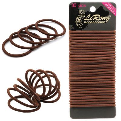 China Women's Hair Decoration Lirong 30pcs Elastic Hair Ties Ponytail Holders Hyper Brown 4mm x6.5