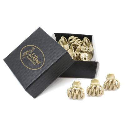 China Hair Accessories Small Mini Hair Claw Clips Plastic 2Cm Lirong 12Pcs Hair Accessories (Blonde) With Gift Box For Girls for sale