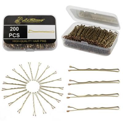 China Ladies Hair Decoration Lirong 200pcs Metal Bobby Pins Black Hair Clips Grabs With Box For Hair Decoration (blonde/box) for sale