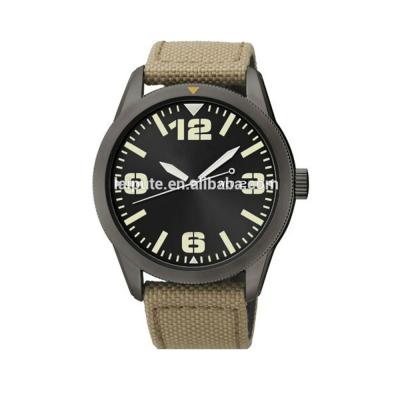 China Day/Date Calendar Black Dial Watch Olive Green Nylon Mens Origin Brand Watches for sale