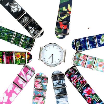 China Non Specific NATO Straps 20mm Nylon Watch Band NO MOQ Pin Design Print Patterns Nato Silver Watch Band Bulk NATO Watch Strap for sale