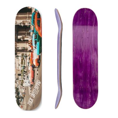 China Firm& Factory Supply White Elastic Professional Skateboard Custom Deck With Epoxy Resin for sale