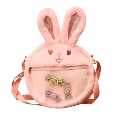 China Cute Fun Cute Fur In Bunny Toy Handbags For Women Hand Bags Animal Shaped Backpacks Candy Rabbit Plush Bag for sale