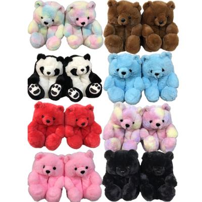 China Bedroom Fashion Trend Lovely Animals Teddy Bear Plush Animal Slippers Cheap Custom Plush Slippers for sale