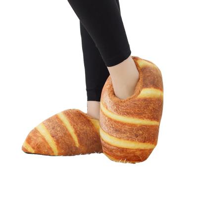 China Winter Slipper Warm Indoor Women Slippers Cute Cartoon Imitate Bread Plush Warm Bedroom Shoes for sale