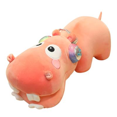 China New Big Teeth Plush Big Hippo Pillow Plush Earphone Hippo Doll Pillow Doll Stuffed Toys for sale