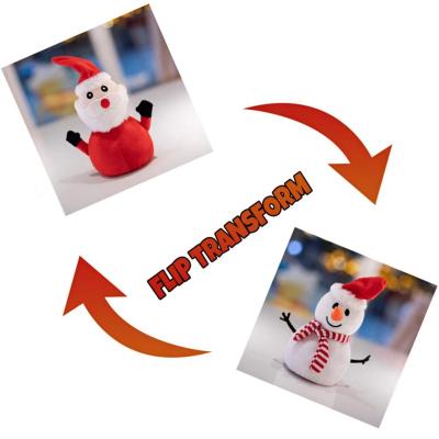 China Plush Christmas Gift Double Sided Flip Plush Snowman Soft Doll Stuffed Reversible Snowman Toy for sale