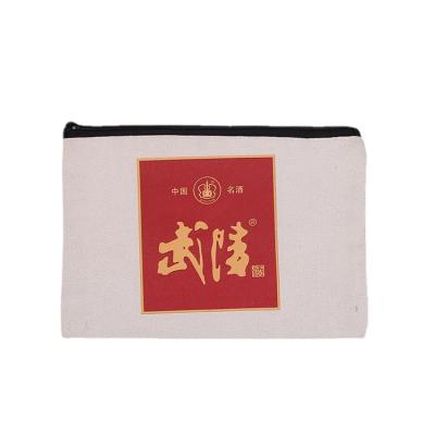 China Wholesale Small 100% Cotton Canvas Makeup Brush Bag Eco-friendly Canvas Cosmetic Bag Canvas Bag With Zipper for sale