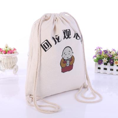 China Good Custom Logo Wholesale Style Canvas Backpack Organic Cotton Canvas Drawstring Backpack for sale