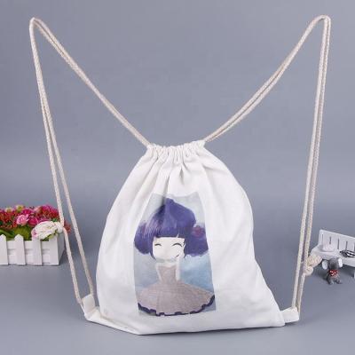 China Wholesale Organic Canvas Backpack Cotton Fabric Cotton Drawstring Backpack, Canvas Drawstring Backpack For Shopping for sale