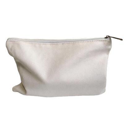 China Eco-friendly Wholesale Cheap White 12oz Canvas Zipper Bag, Cotton Cosmetic Bag, Canvas Cosmetic Bag for sale