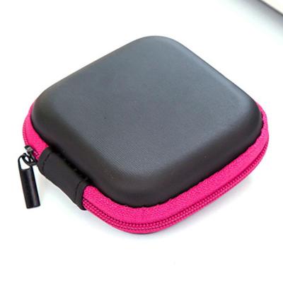 China Wholesale Viable Cute Square Earphone Storage Box Small Stain Zipper Bag Storage Box 7.5*7.5*2.8cm for sale