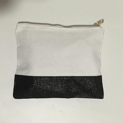 China Factory Price Eco - Friendly Gold Glitter Top Zipper Cosmetic Bag , Cotton Canvas Zipper Bag for sale