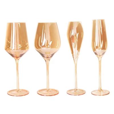 China Amazon Hit Wine Glass Goblets Wedding Water Glass Cups Gold Colored Wine Glass Set Cups Tumbler Glass Cups for sale