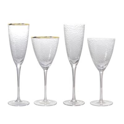 China Amazon Hit Goblets Wine Glass Wedding Water Glass Cups Gold Rim Colored Wine Glass Cups Glass Tumbler for sale