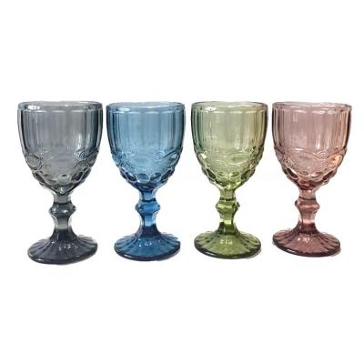 China Wholesale Banquet Colored Glass Wine Goblet Wedding Water Bottle Goblets Wine Glass Drinking Glasses for sale