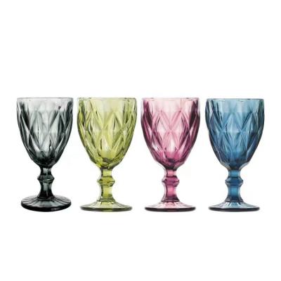 China Susy Glassware Kitchen Wine Glass and Table Goblets Wedding Vintage Colored Water Glass Cups Wine Glasses for sale