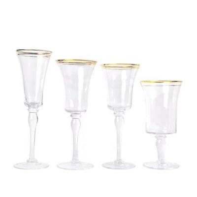 China Amazon Success Tumbler Shot Glasses Gold Rim Wine Glass To Wedding Drinking Glasses Whiskey Glass Cups Glass Sets for sale