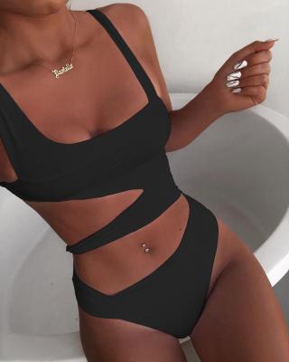 China Women's Hot Sale Lady Sexy Cut Out Bikini High Waist Swimwear One Piece Anti-Static Hole 2021 Spring Summer Swimming Suit for sale