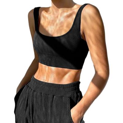 China 2021 SummerFashion Ladies Women Casual Sweater Anti-Static Spring Long Sleeves Shake Sportswear Bra And Pants Two Piece Set Set for sale