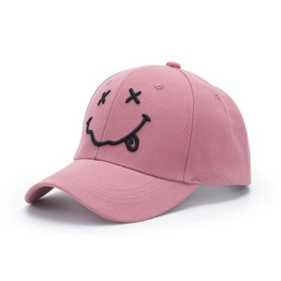 China COMMON Baseball Caps Smile Face 3d Hat Embroidered Unisex Box Logo Character Sports Plain Cotton Embroidery Style for sale