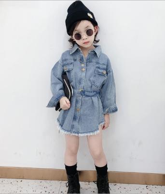 China 2021 Formal Spring Autumn Girls Dress Kids Vestidos Kids Clothes Fashion Denim Kids Clothes Dress for sale