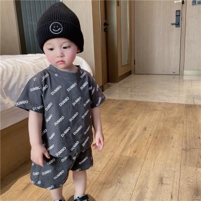 China New Style Formal Summer Casual Boys 2 Piece Clothing Set Short Sleeves Letter Printed T-shirt + Shorts Clothing Set For Kids for sale