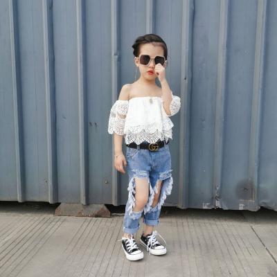 China 2021 new summer style formal girls ripped loose jeans fashion girl jeans for sale