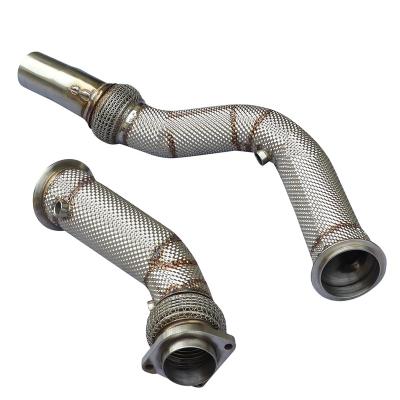 China 304 Stainless Steel Explosion Sound Performance SS304 Automotive Exhaust Header Catless Downpipe For BMW M4 for sale