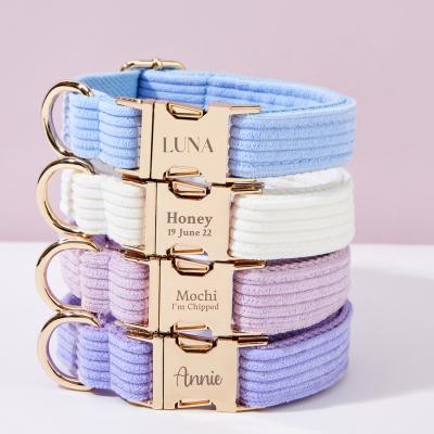 China Personalized Wholesale Personalized Premium Durable Corduroy Dog Collar Metal Buckle Dog Luminous Collar for Dogs for sale