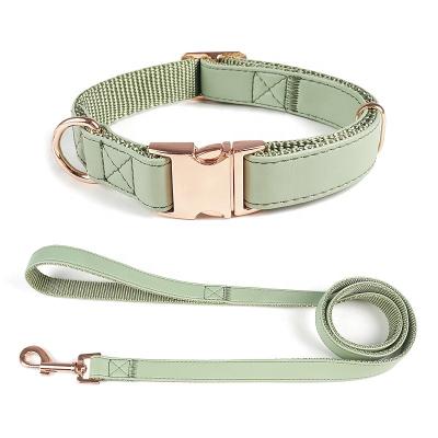 China Personalized Wholesale Customized High Quality Leather Dog Collar And Leash Set Pet Dog Collars for Dogs for sale