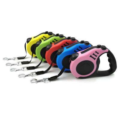 China Stocked Custom Logo 3M / 5M Pet Walking Nylon Dog Leash Automatic Retractable Dog Leash for sale