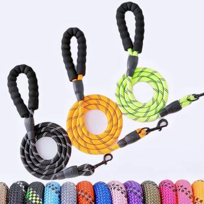 China Personalized Hot Sale Heavy Duty 1.5m 2.0m 3.0m Reflective Dog Leash Nylon Rope Dog Leash With Swivel Carabiner for sale