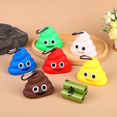 China Stocked Wholesale Funny Design Dog Poop Bag Holder Dispenser Silicone Poop Bag Dispenser for sale