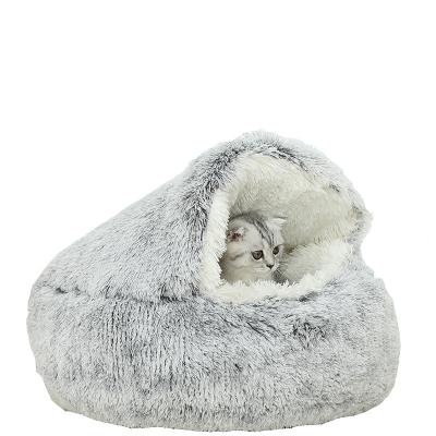 China Breathable Wholesale Semi Enclosed Winter Warm Indoor Cozy Comfy Washable Non Slip Cute Pet bed Round Pet Bed For Cats for sale