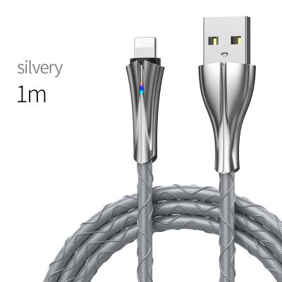 China Mobile phone the new zinc alloy colorful breathing light is suitable for 3A Android 5A iPhone data cable dragon pattern fast charging weave for sale