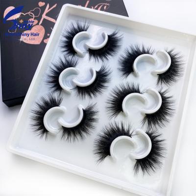 China 6 Pairs Thick Loose Natural Cat Eye Wispy Fluffy Faux Mink Eyelashes Volume Strip Lashes for sale