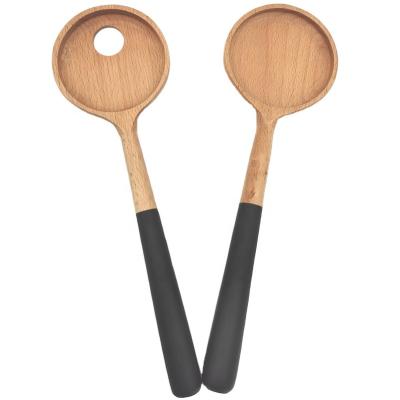 China Eco - Friendly Painted Wooden Spoon And Ladle Set Long Handle Cooking Set for sale