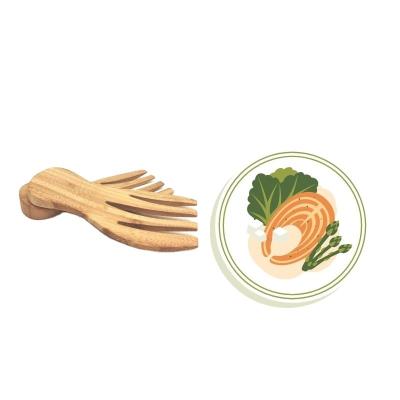 China Sustainable High Quality Eco-Friendly Bamboo Salad Hands Bamboo Salad Server Set For Kitchen Use for sale