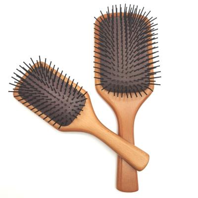 China Hot Sale Wooden Cushion Paddle Massage Beech Wooden Hair Brush for sale