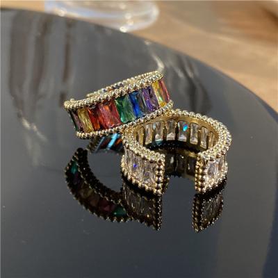 China Simple And Flexible Diamond Ring Female Opening Adjustable Net Environmentally Friendly Rainbow Index Celebrity Instant Temperament for sale