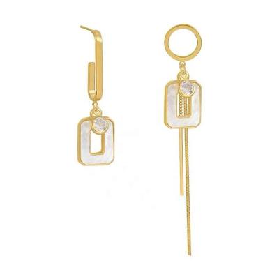 China 925 new environmental-friendly celebrity Web temperament earrings needles earrings asymmetrical prismatic female tide new earrings for sale