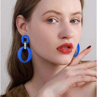 China Large earrings web environment-friendly celebrity exaggerated Klein blue eardrop earrings fashion long chain temperament tide new for sale