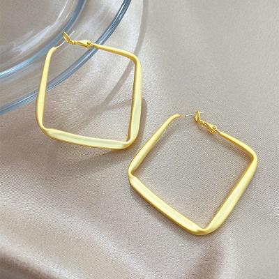 China Large S925 Needle Earrings Ring In Europe And The Web Gold Earrings Square Personality Fashionable Silver Celebrity Environmental Friendly for sale